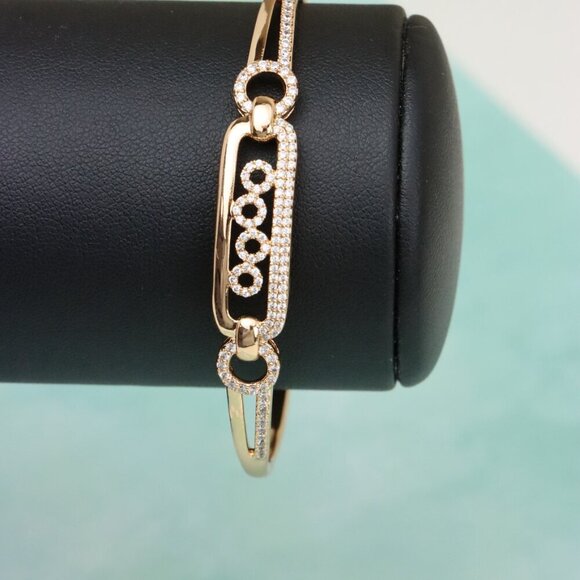 Radiant Oval Link Rose Gold Bangle with CZ Accents, XPBL0444 - Picture 7 of 12